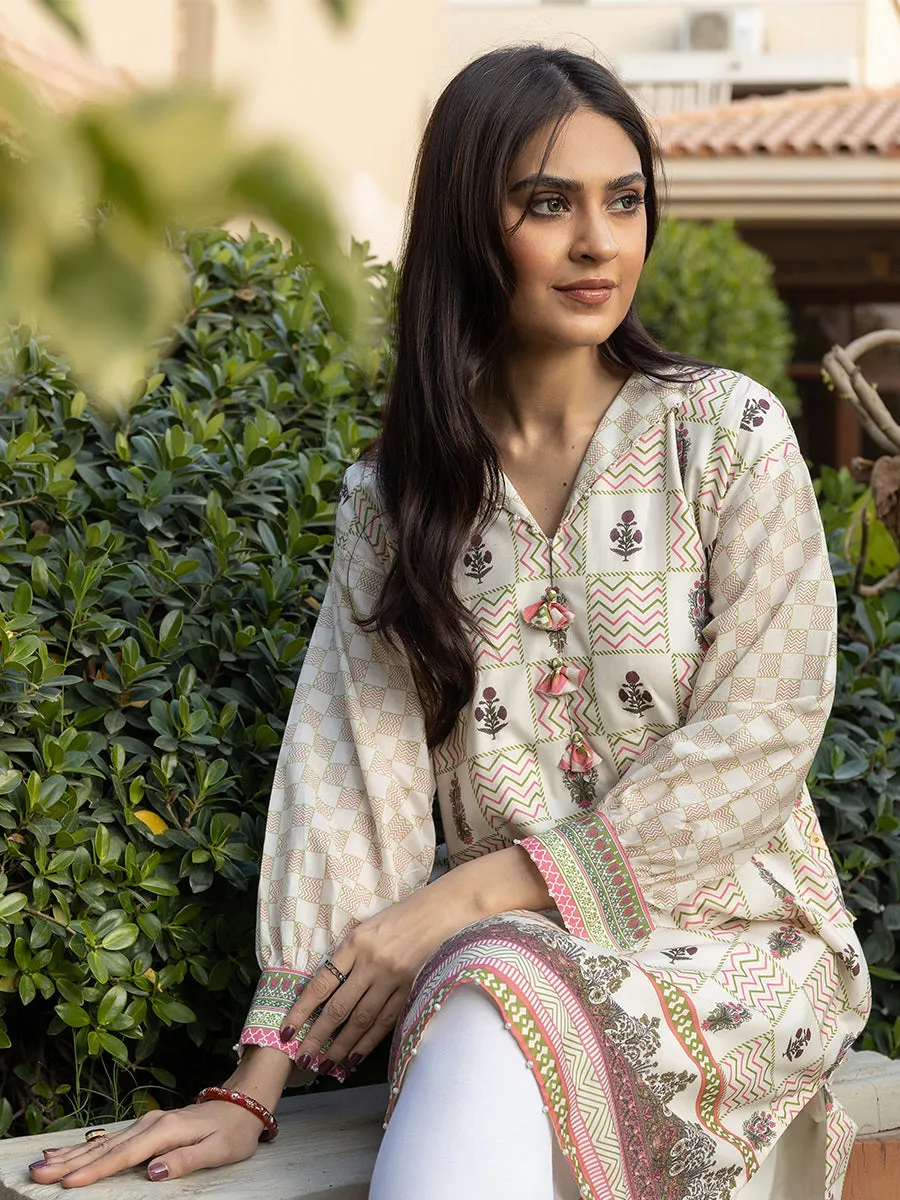 1pc Unstitched - Printed Lawn Shirt