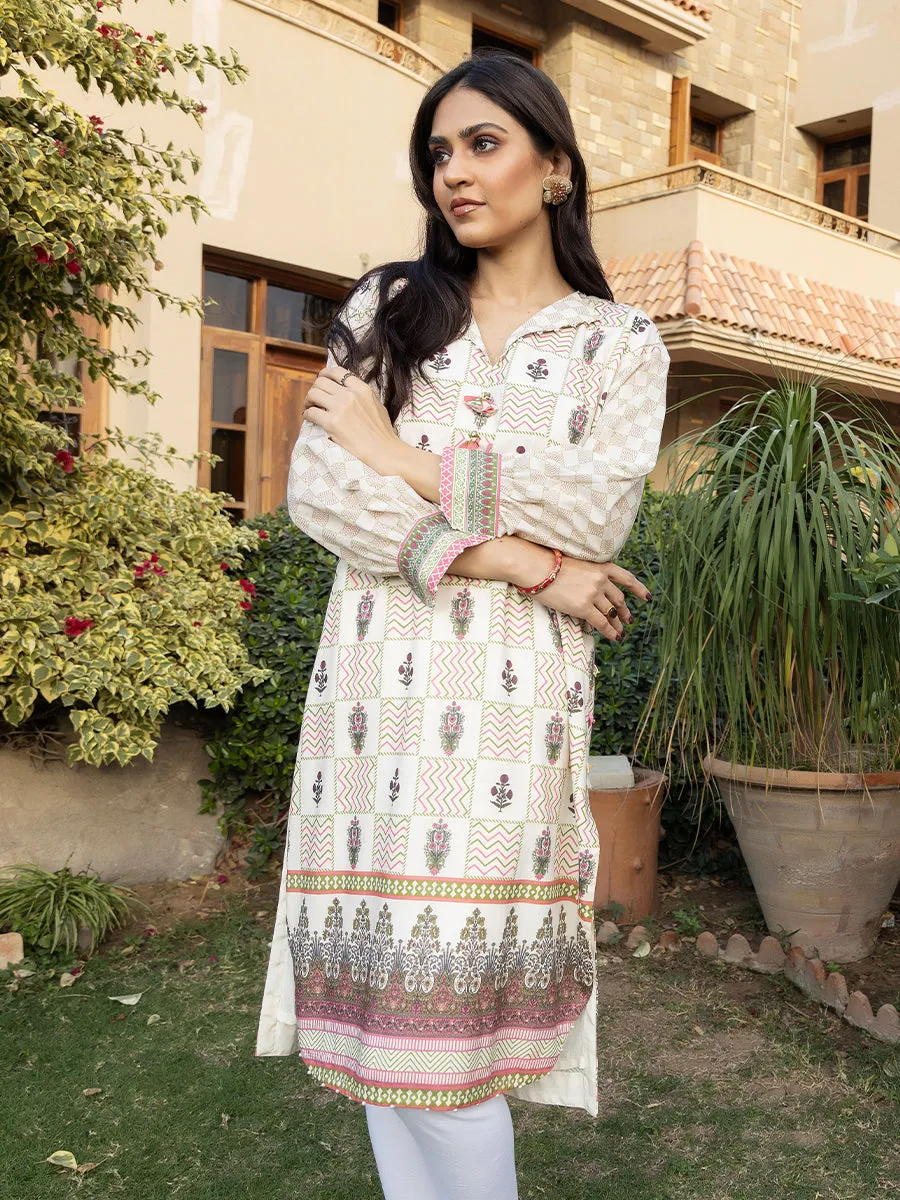 1pc Unstitched - Printed Lawn Shirt