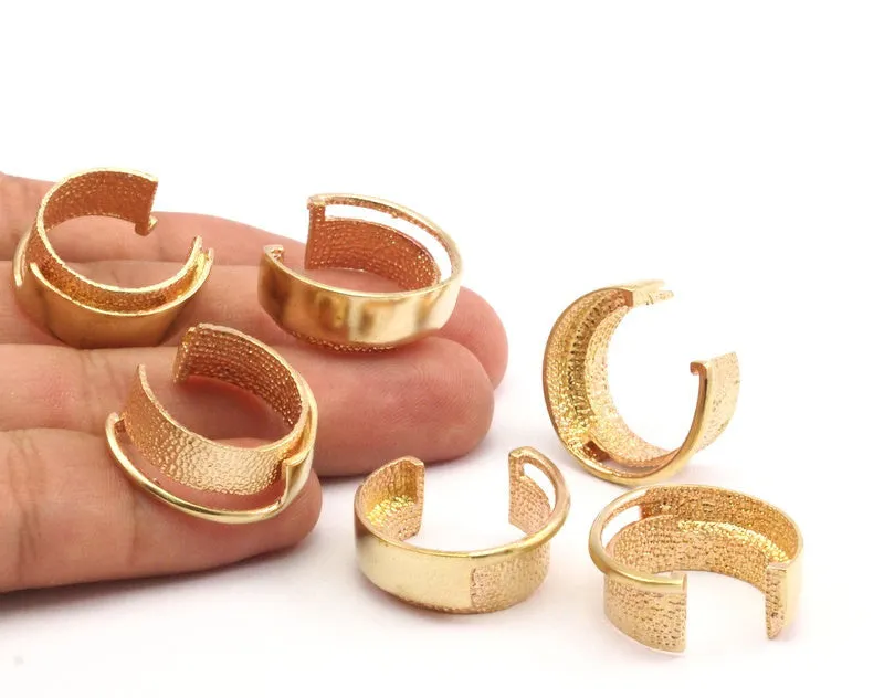 2 Raw Brass Adjustable Rings N0064