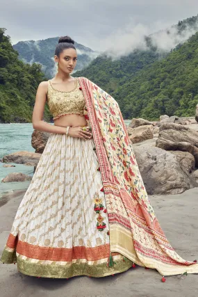 310020-White Lehenga Choli with Dupatta