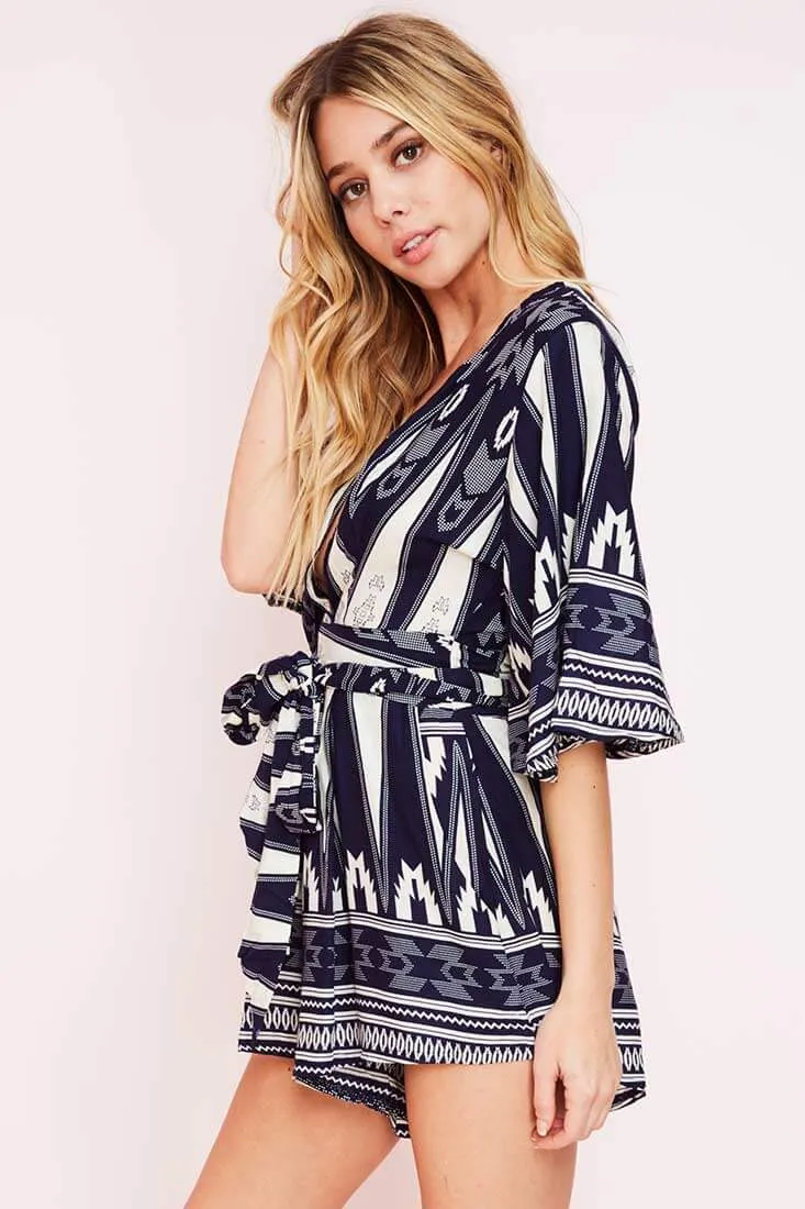 Ahava Casual Weekend Romper Navy Print