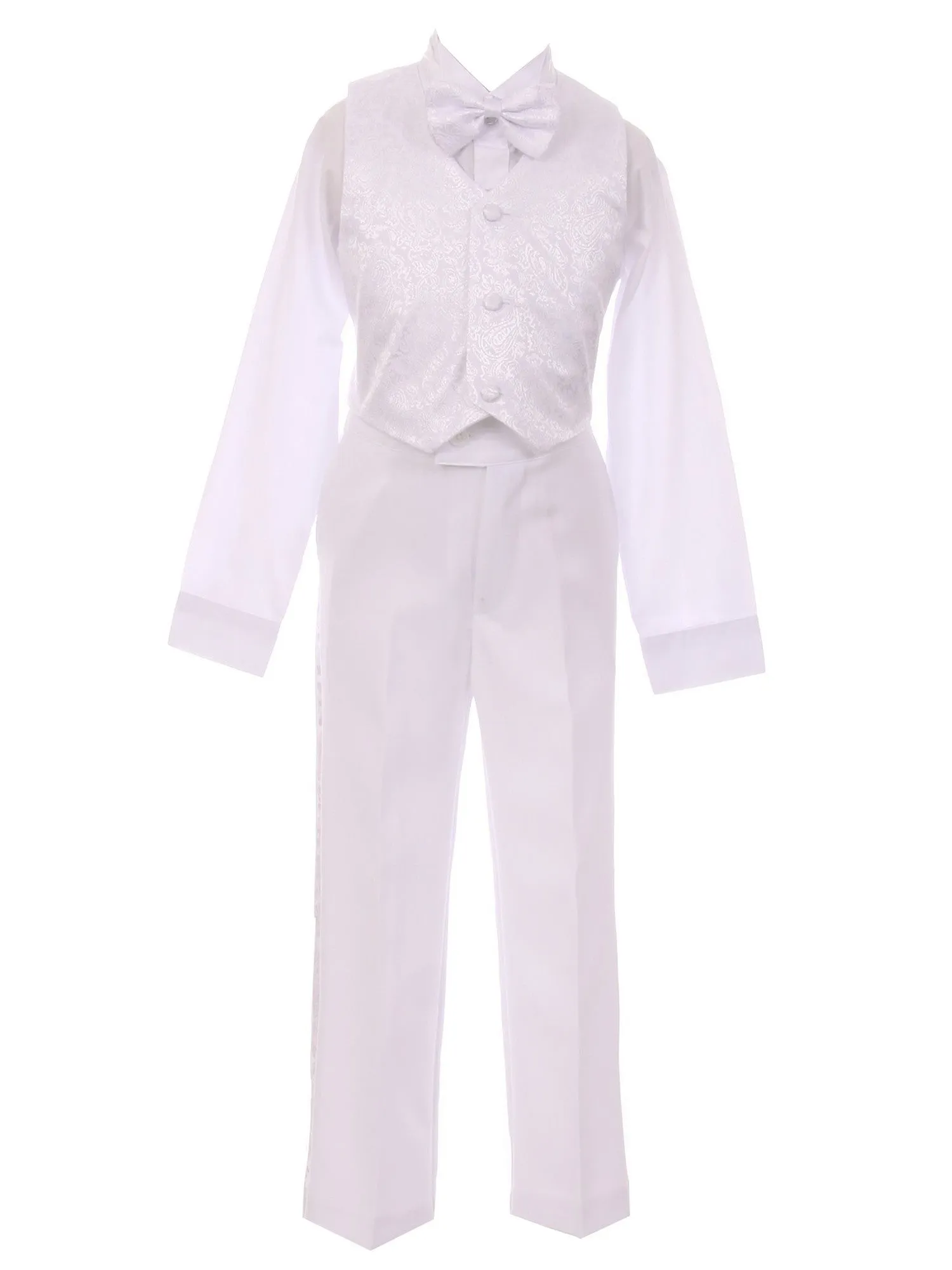 Baby Boys White Guardian Angel Embroidery Baptism Tuxedo Suit 3-24M