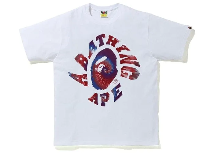 BAPE TIE DYE TWIST COLLEGE TEE WHITE/RED