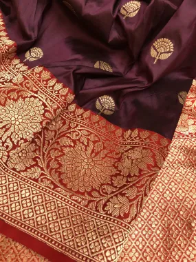 Beetroot Color Pure Katan Banarasi Saree