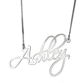 Better Jewelry Modern Script .925 Sterling Silver Name Plate Necklace