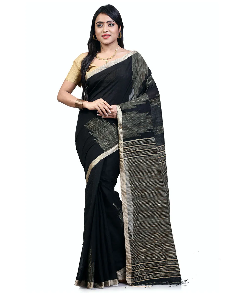 Black Bengal Cotton Handwoven Saree