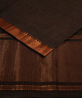 Black handwoven mangalagiri cotton saree