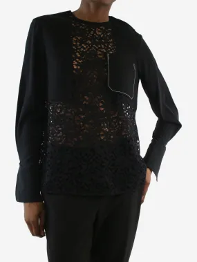 Black lace pocket blouse - Size US 0