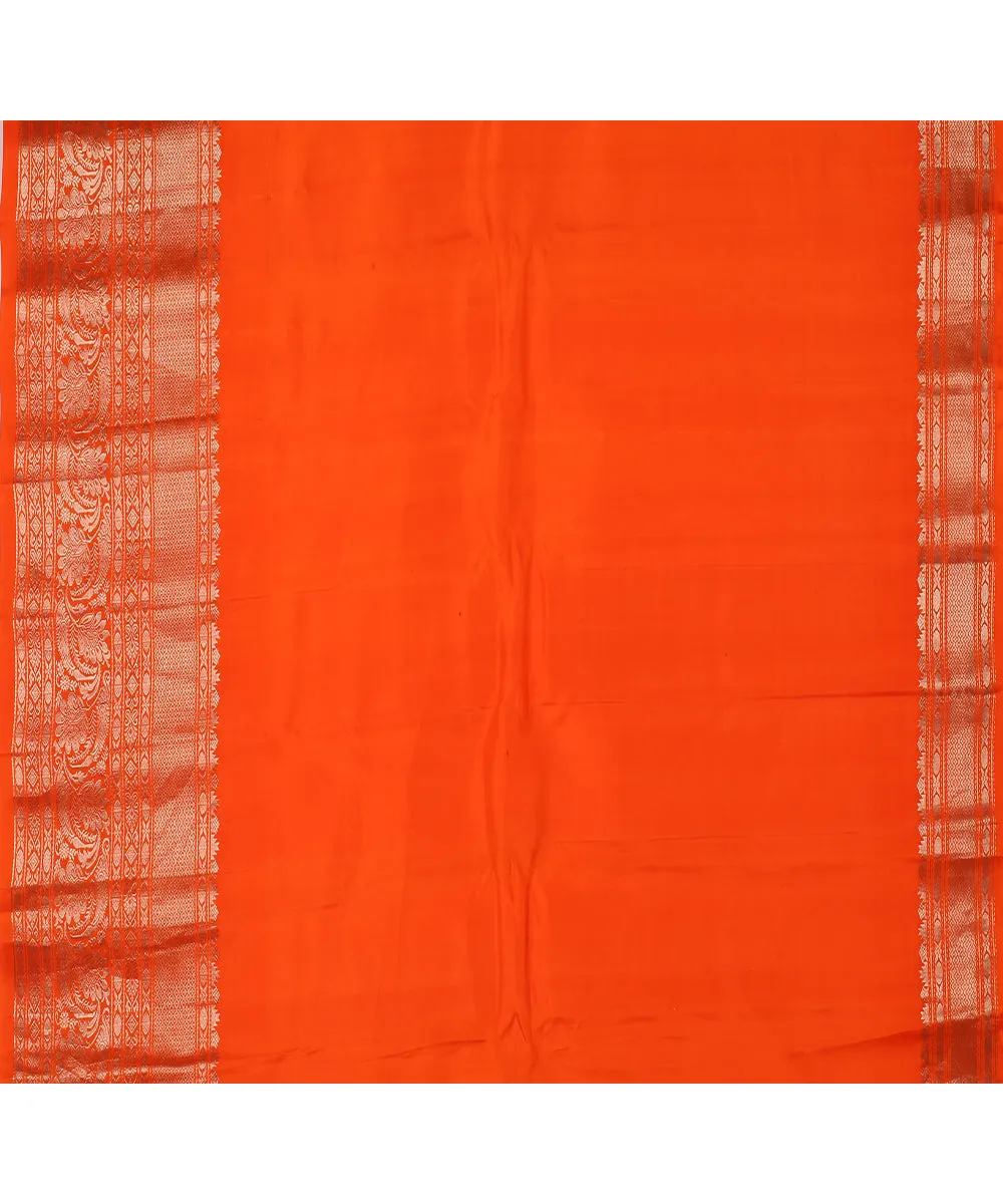 Black orange handwoven gadwal silk saree