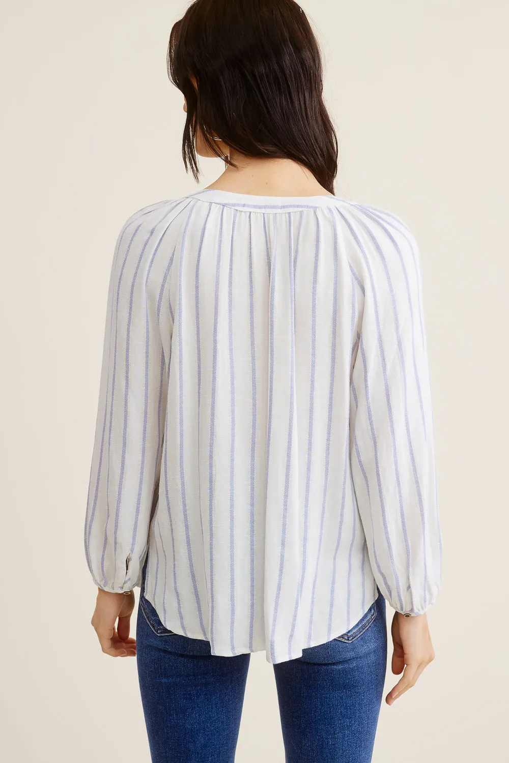 Blue Striped Linen Blouse