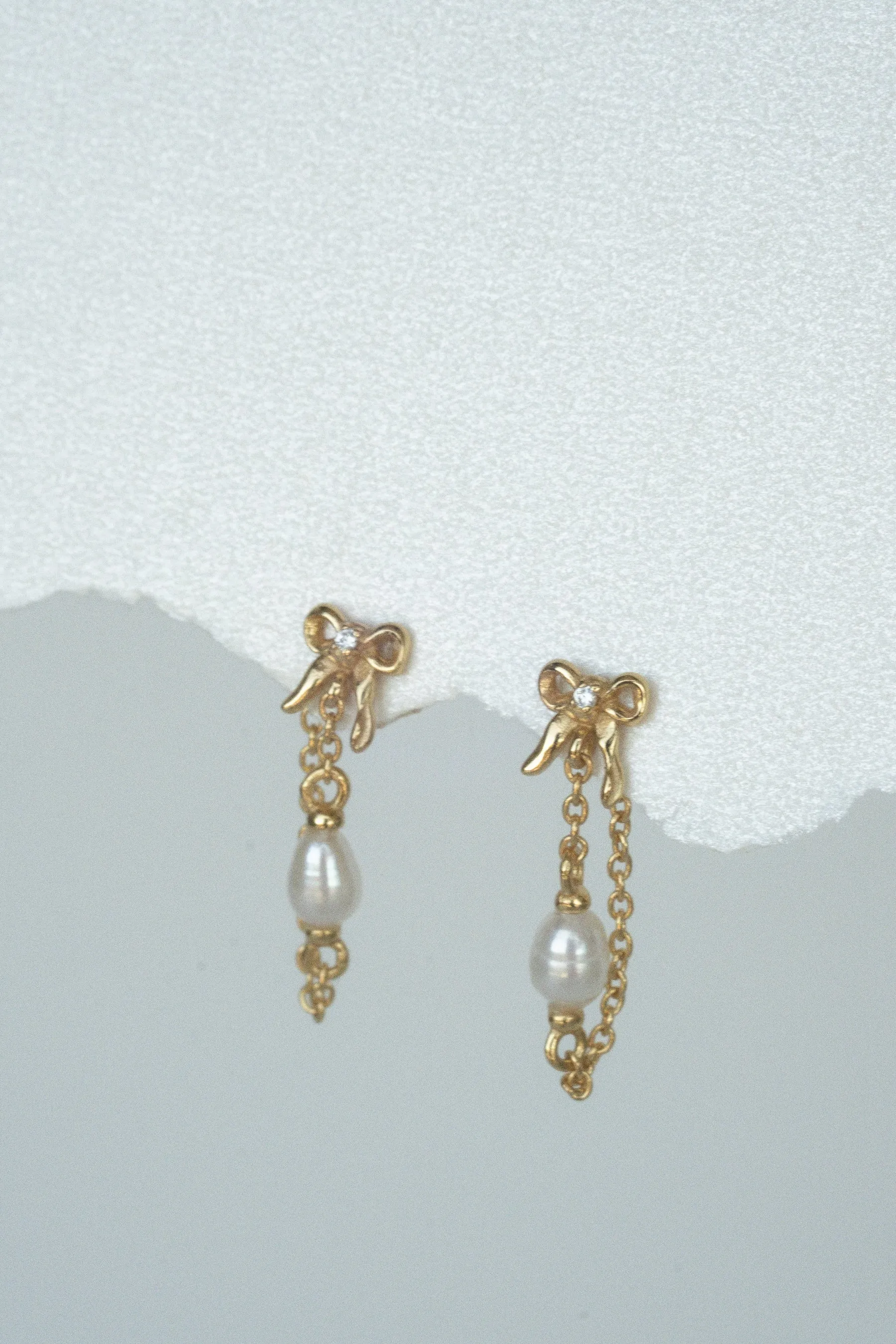 Bow Pearl Drop Studs