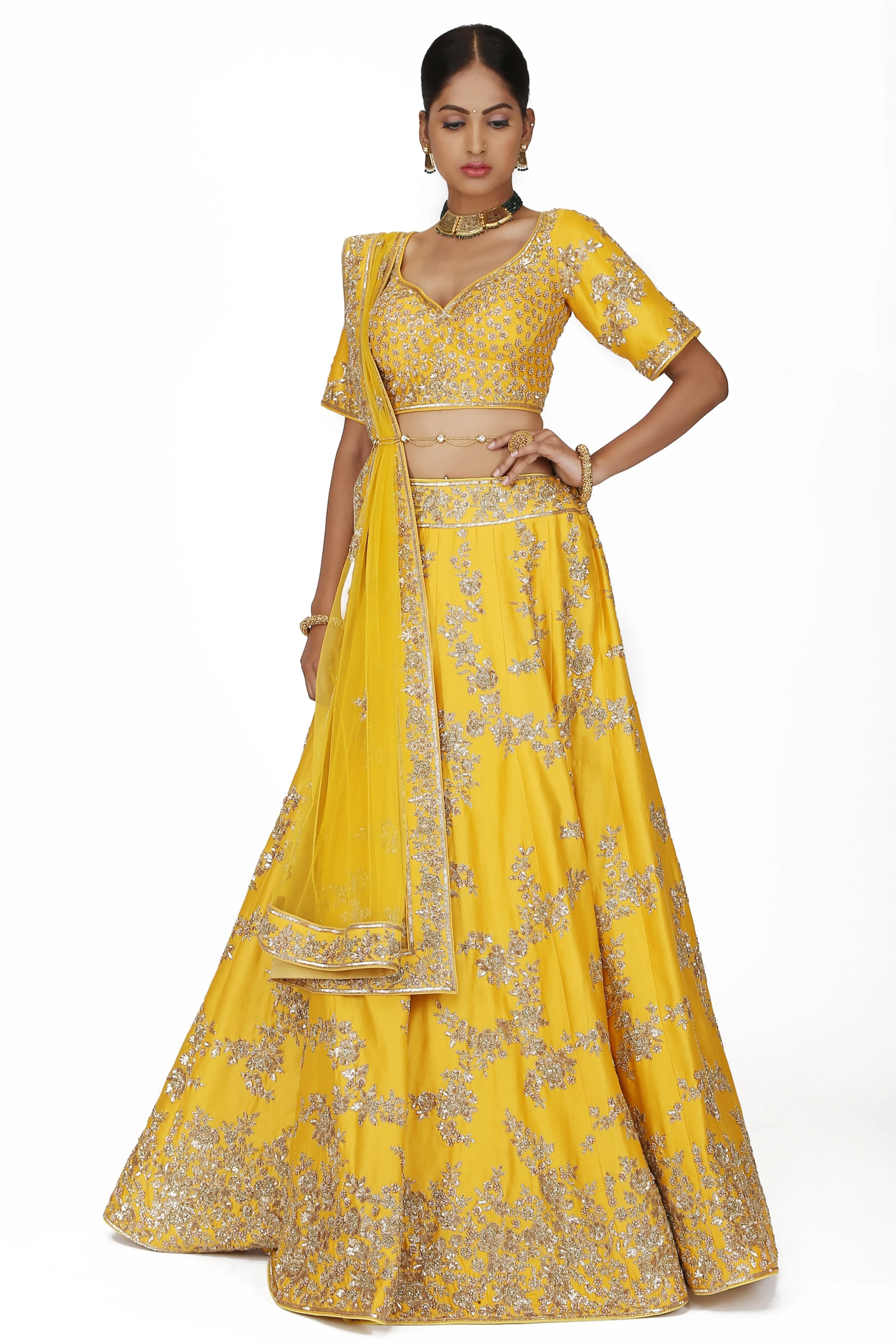 Bright Yellow Lehenga Set.