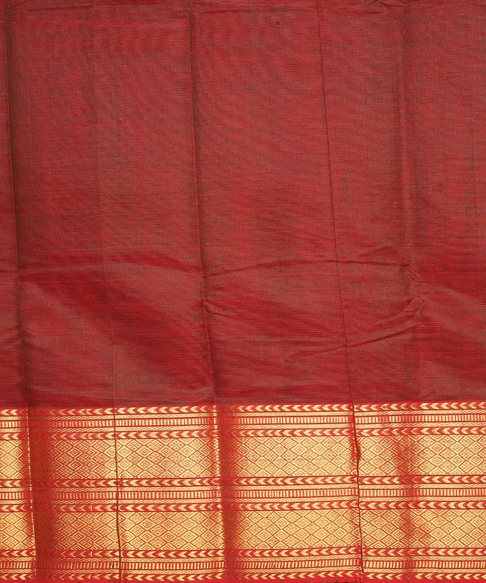 Brown mangalagiri handwoven cotton silk saree