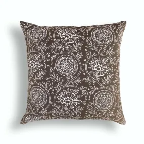 Brown throw pillow cover, Kalamkari print, Indian ethnic, cotton pillow, sizes available.