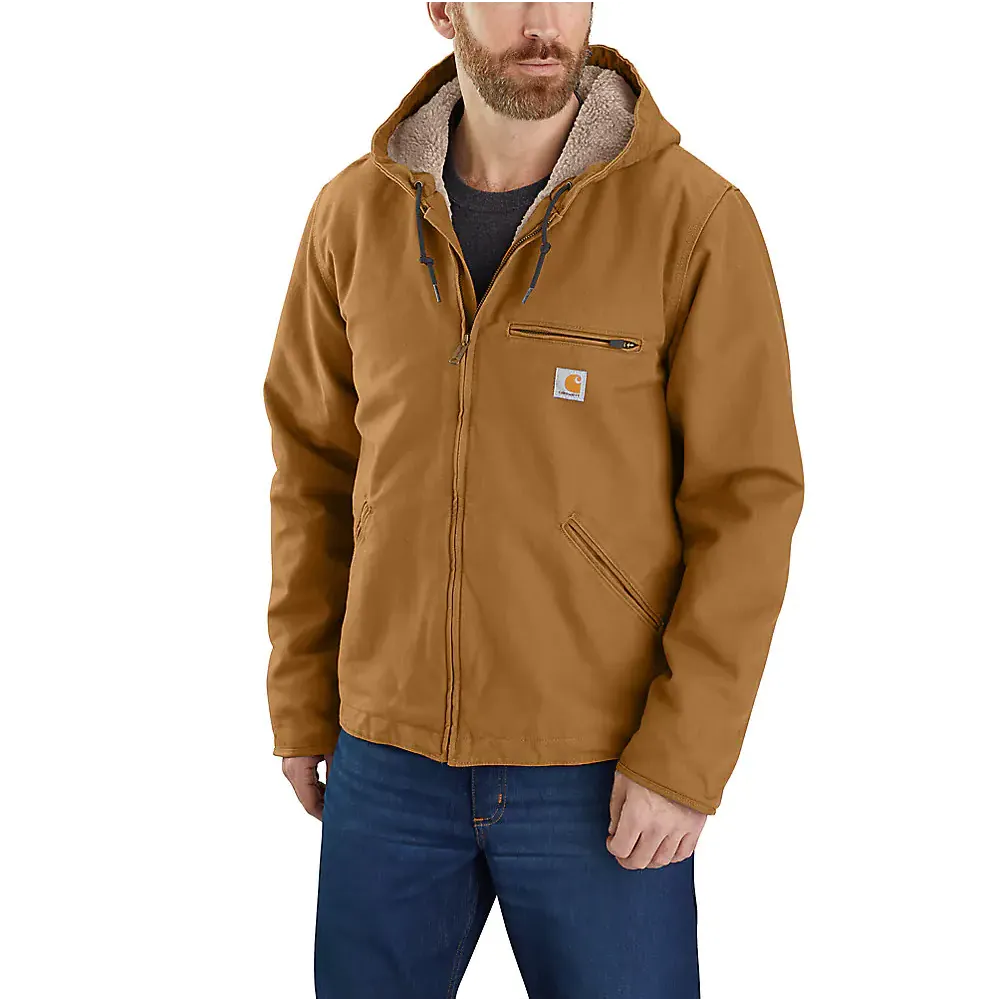 Carhartt Men's Relaxed Fit Washed Duck Sherpa-Lined Jacket