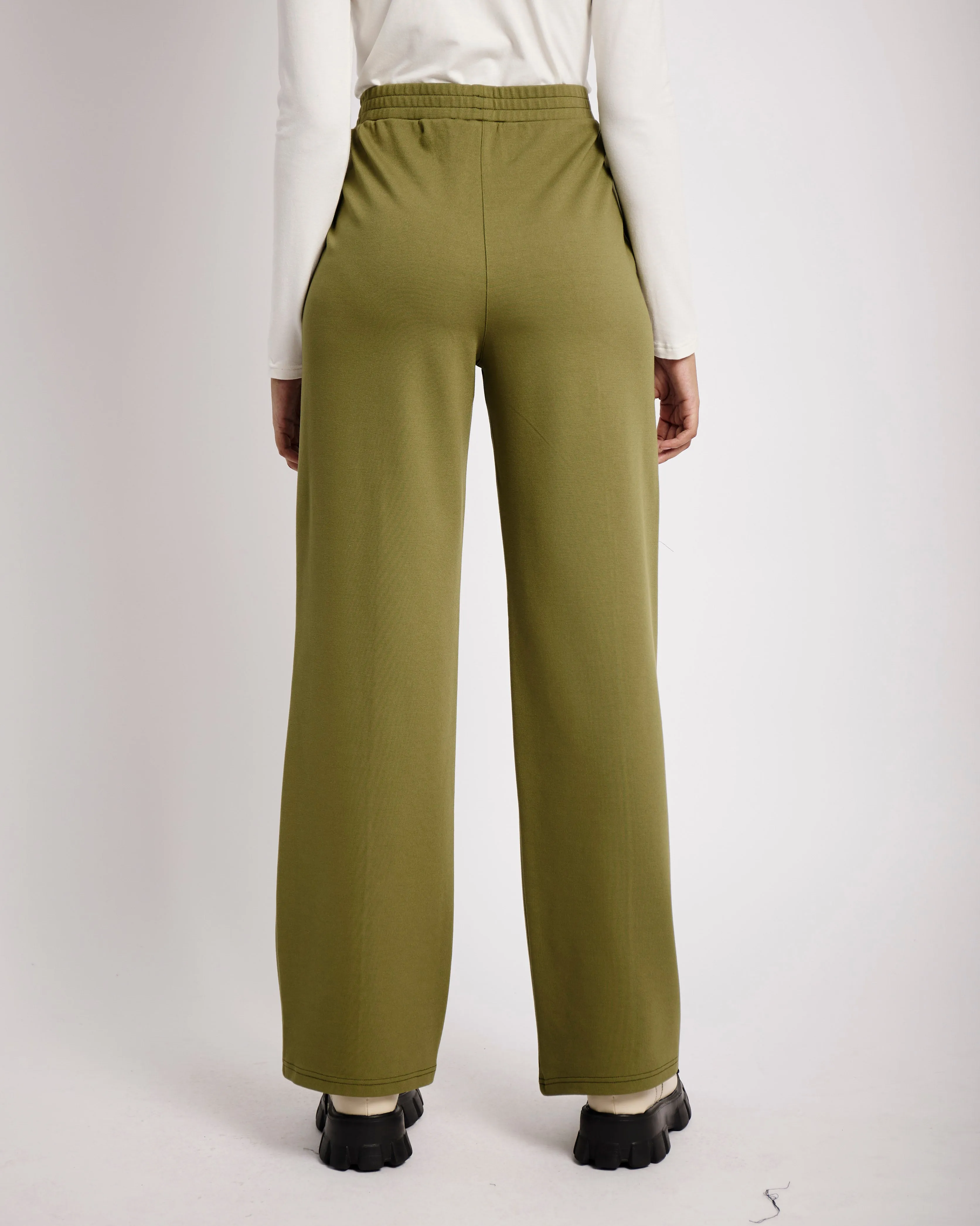 Casual Tailored Ponti Pants in Olive