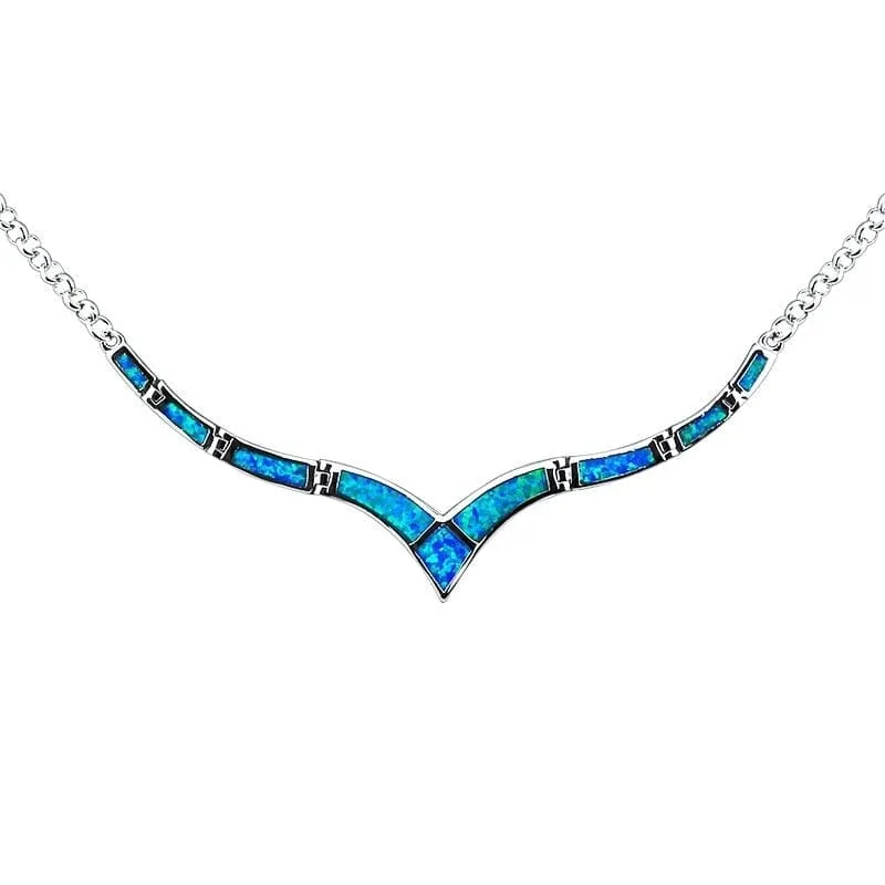 Charm Unique Design Blue Fire Opal Necklace