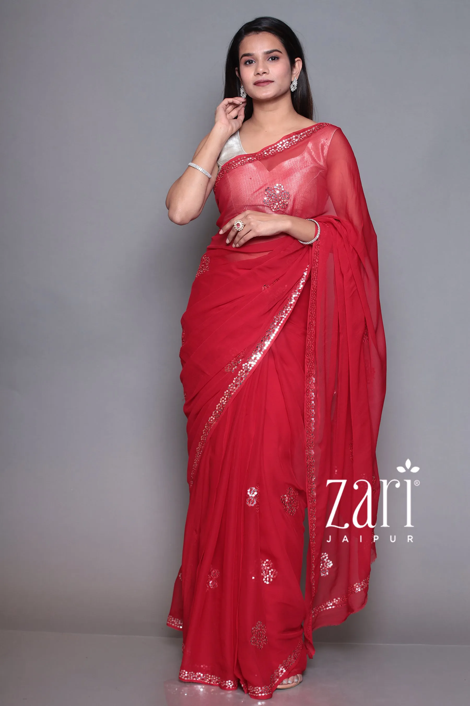 Chiffon Saree with Foil work.