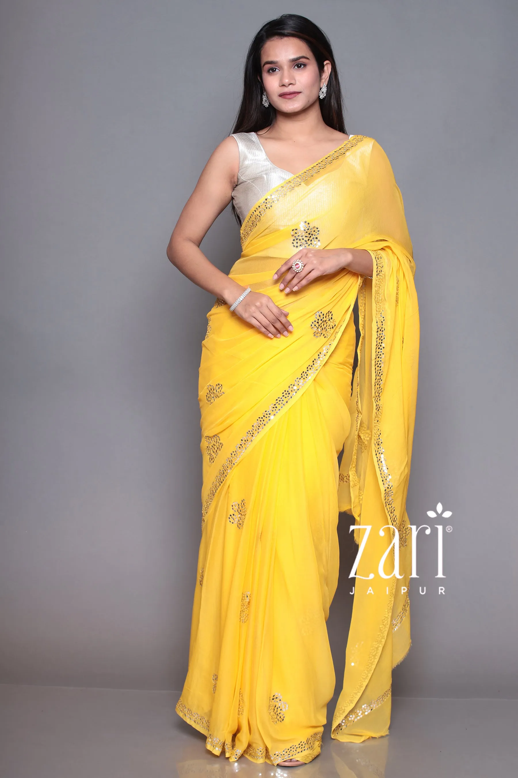 Chiffon Saree with Foil work.