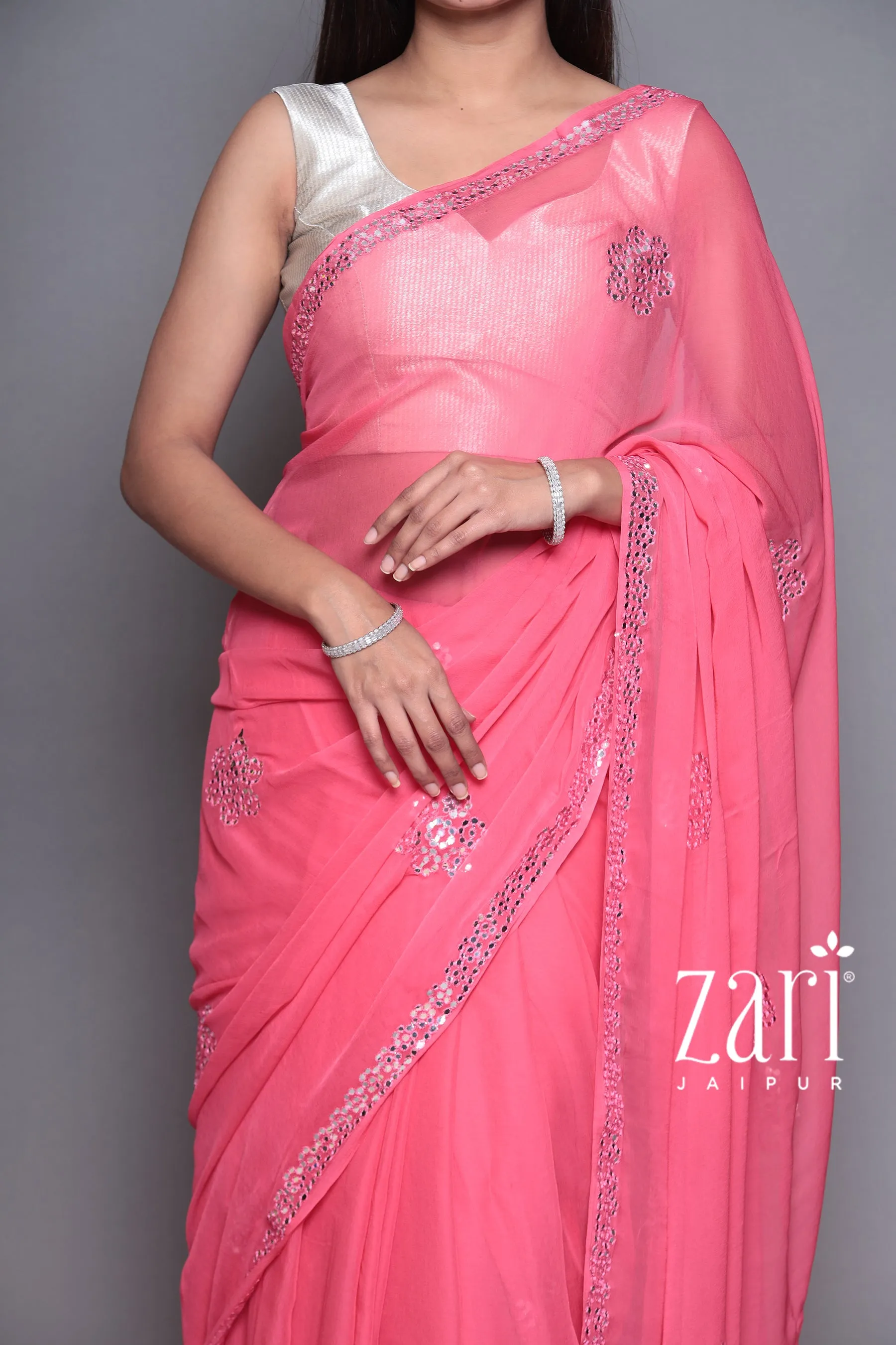 Chiffon Saree with Foil work.