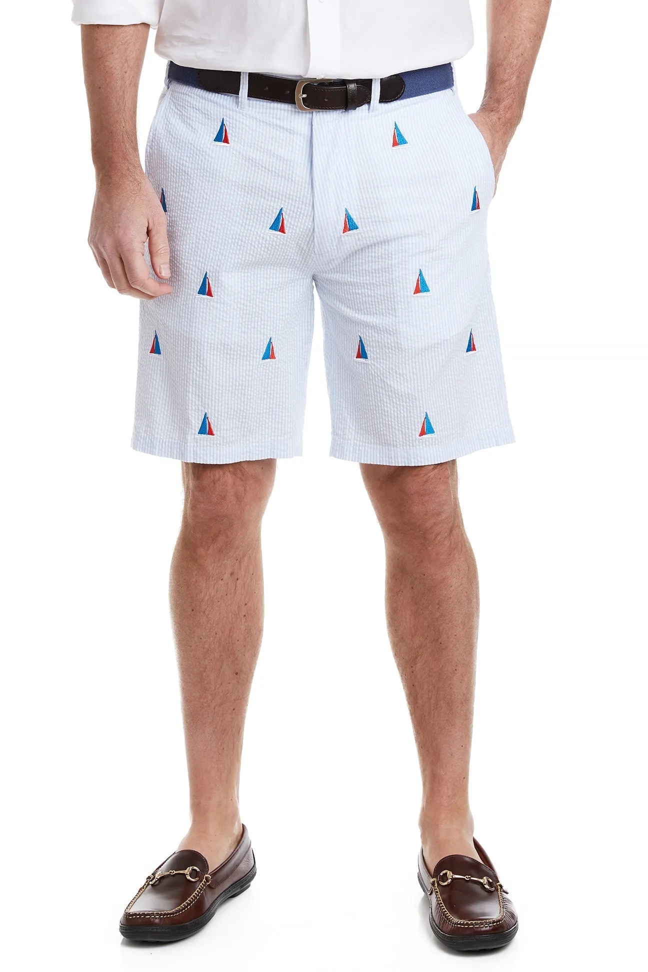 Cisco Short Blue Seersucker with Sailboat Americana