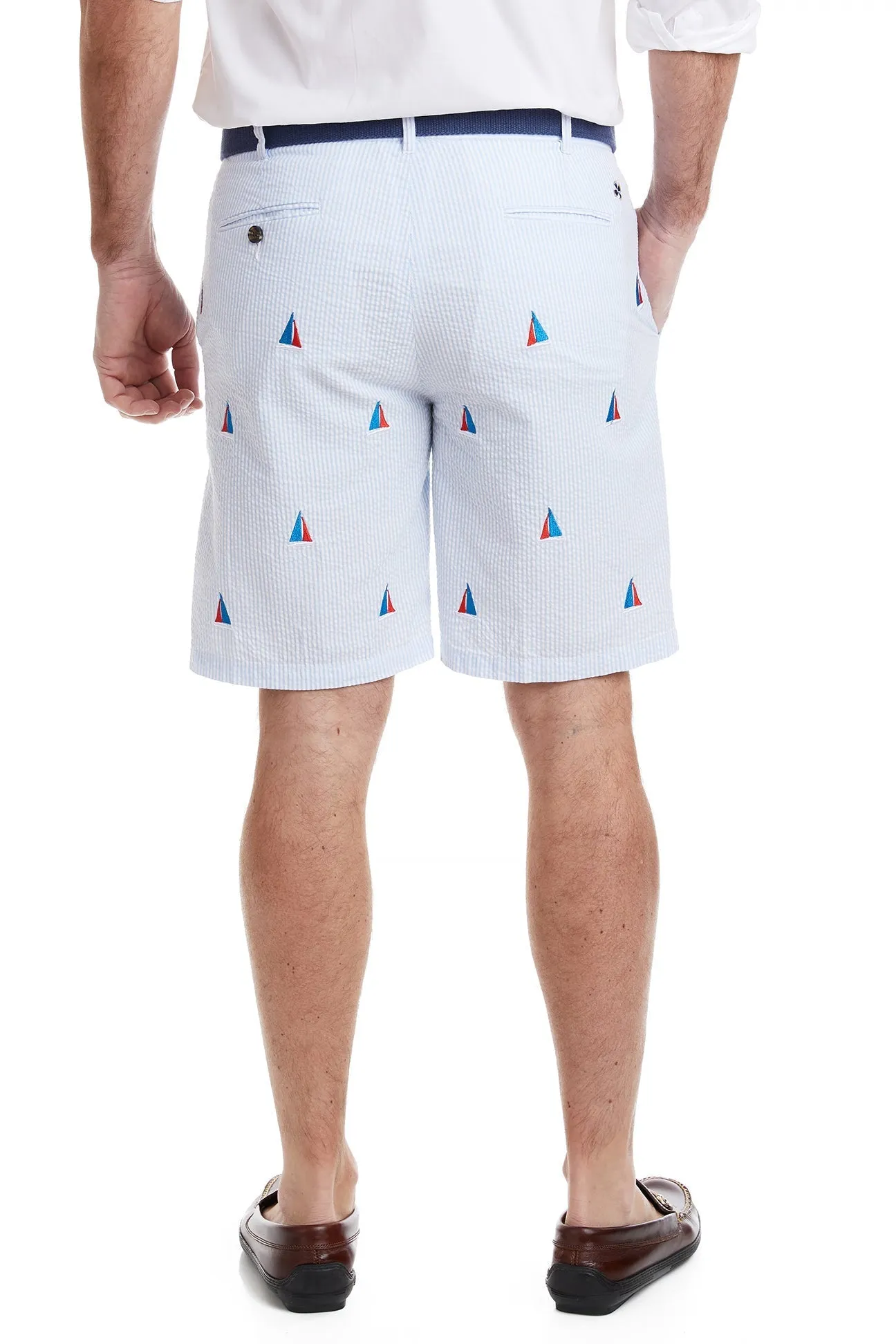 Cisco Short Blue Seersucker with Sailboat Americana