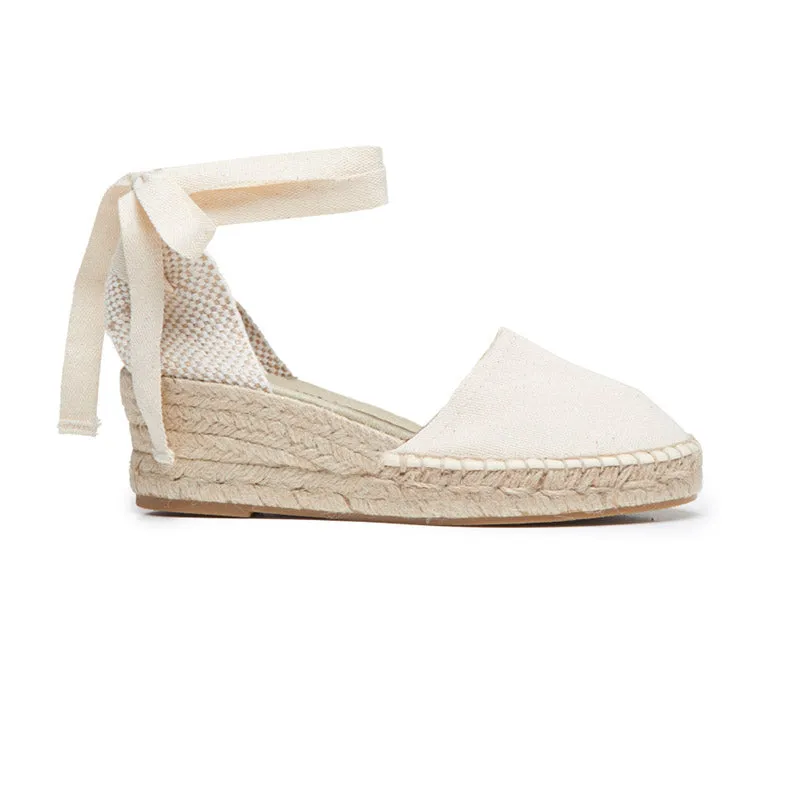 Classic Espadrille Wedge in Cream