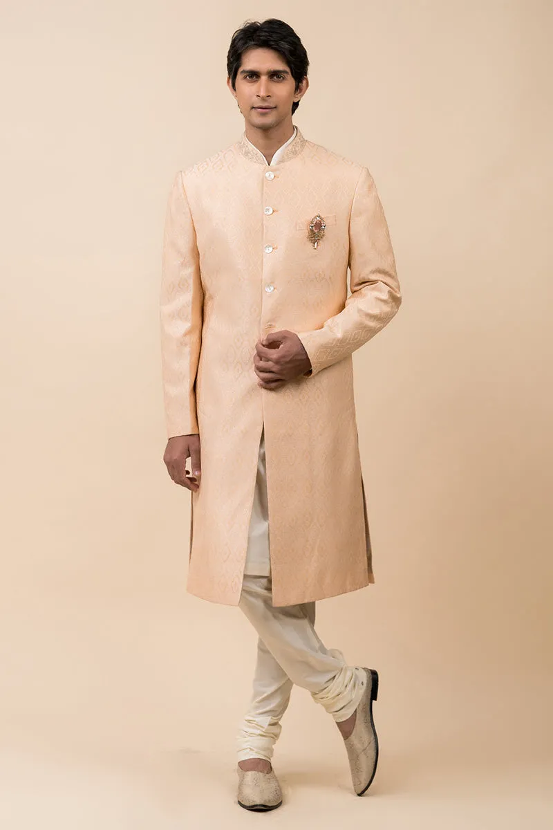 Classic Sherwani With Embroidered Collar