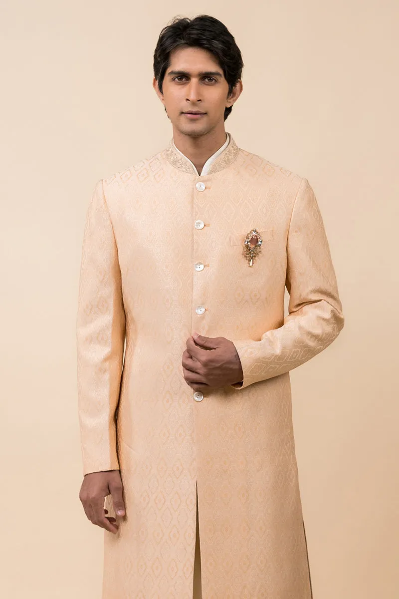 Classic Sherwani With Embroidered Collar