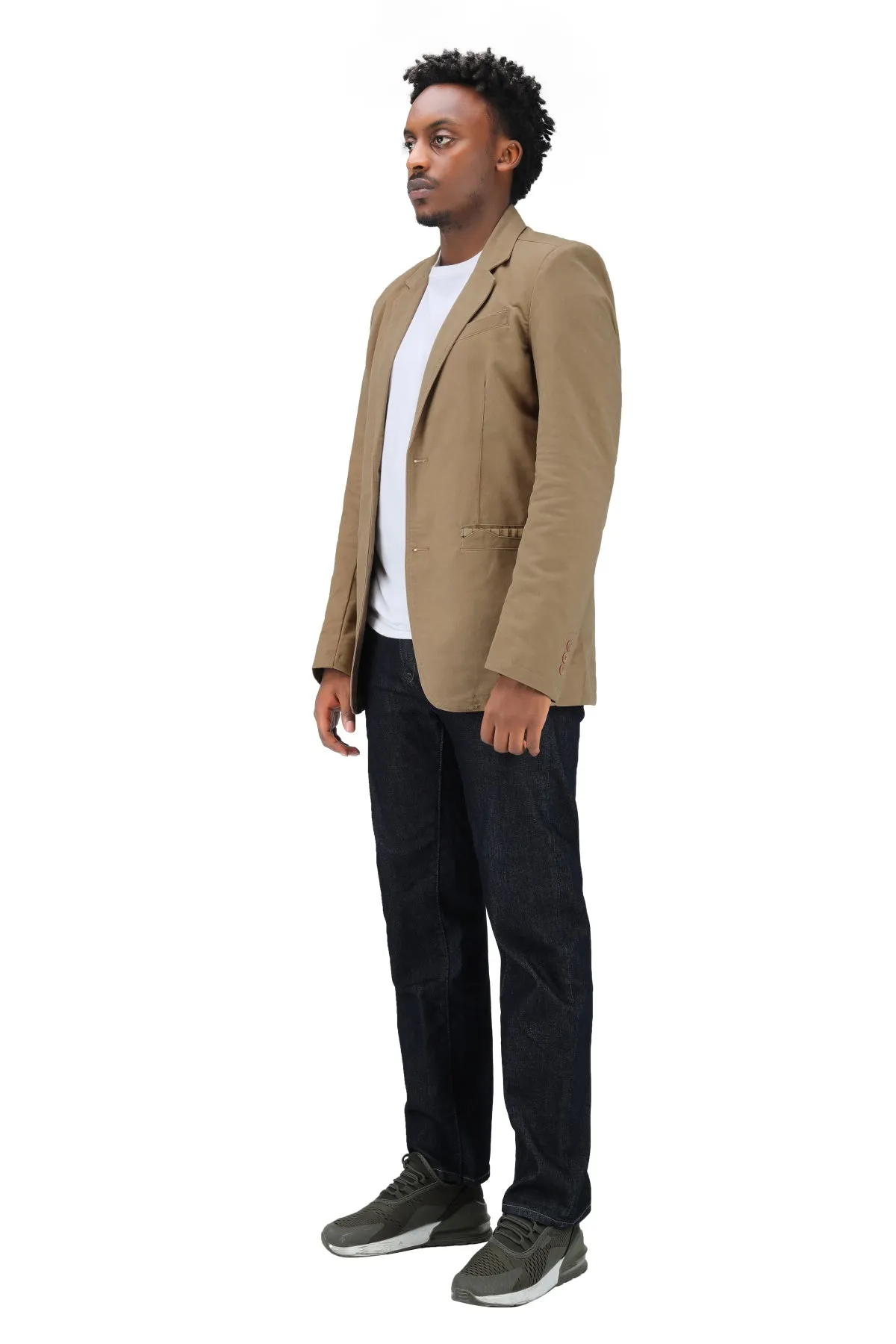 Cotton Khaki Jacket Two-Button Casual Blazer