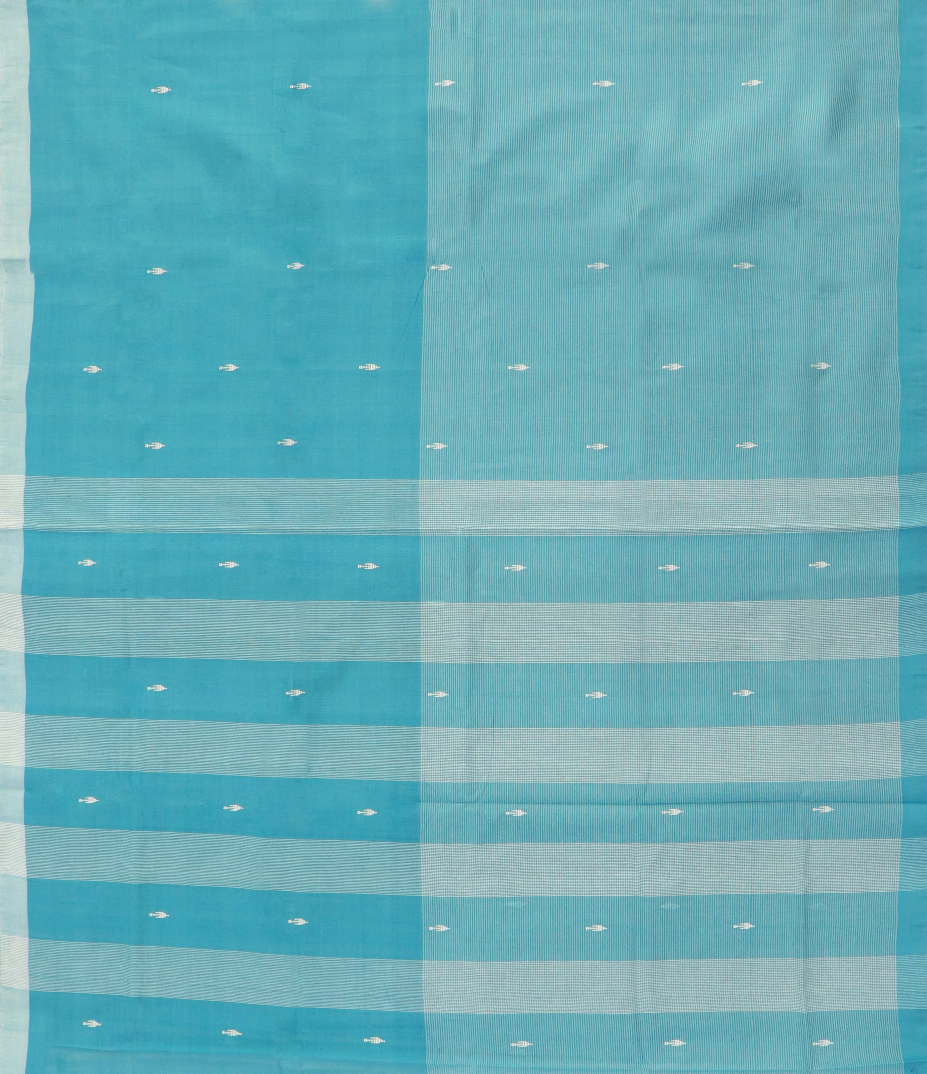 Cyan blue butta handwoven rajahmundry cotton saree