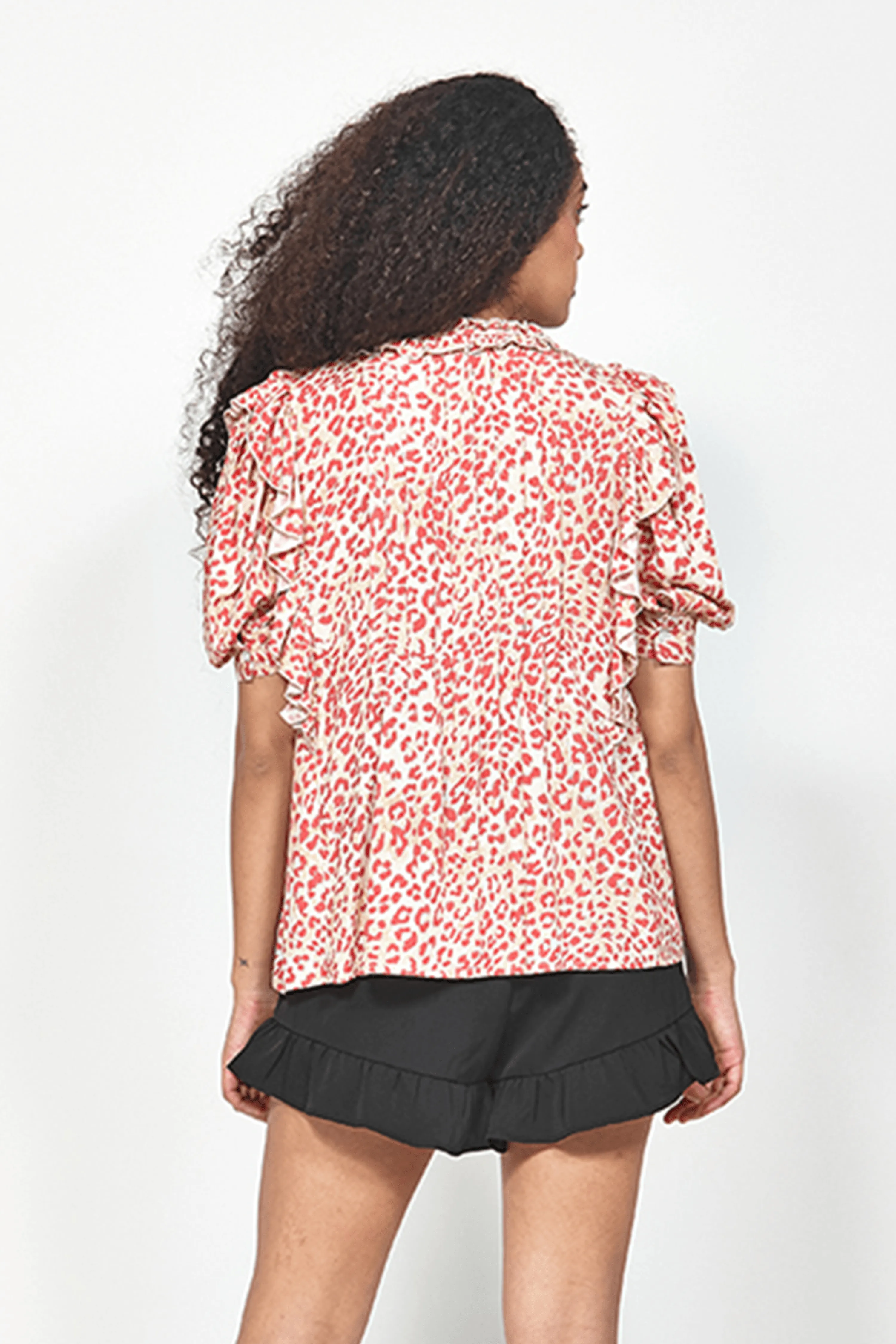 Deal V Neck SS Tangerine Floral SS Blouse