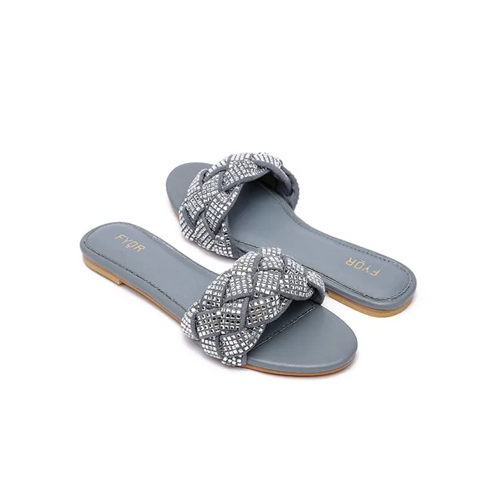 Diamante Braided Slide Sandal MY 191