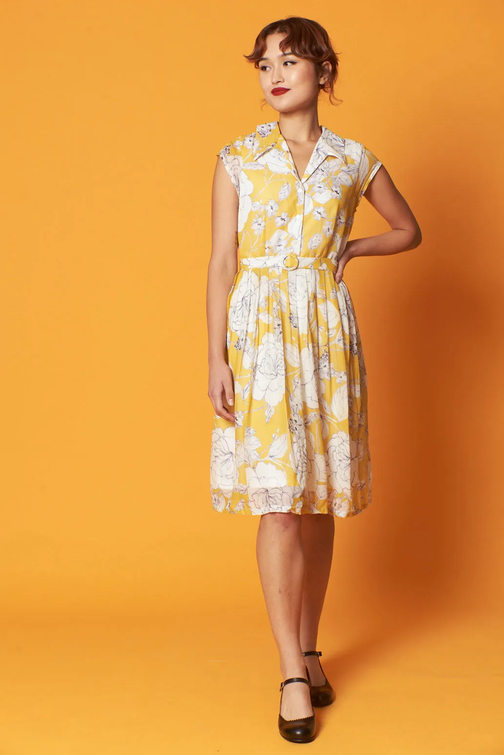 Ellen Custard & Cream Floral Dress