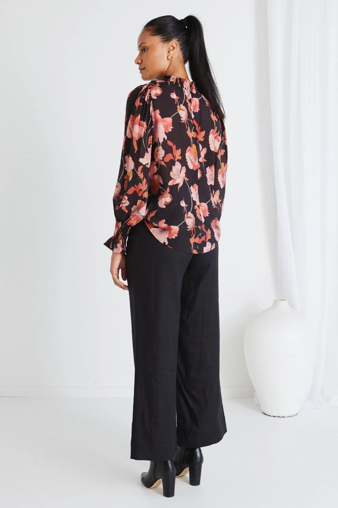 Emphatic Blush Floral High Neck LS Top