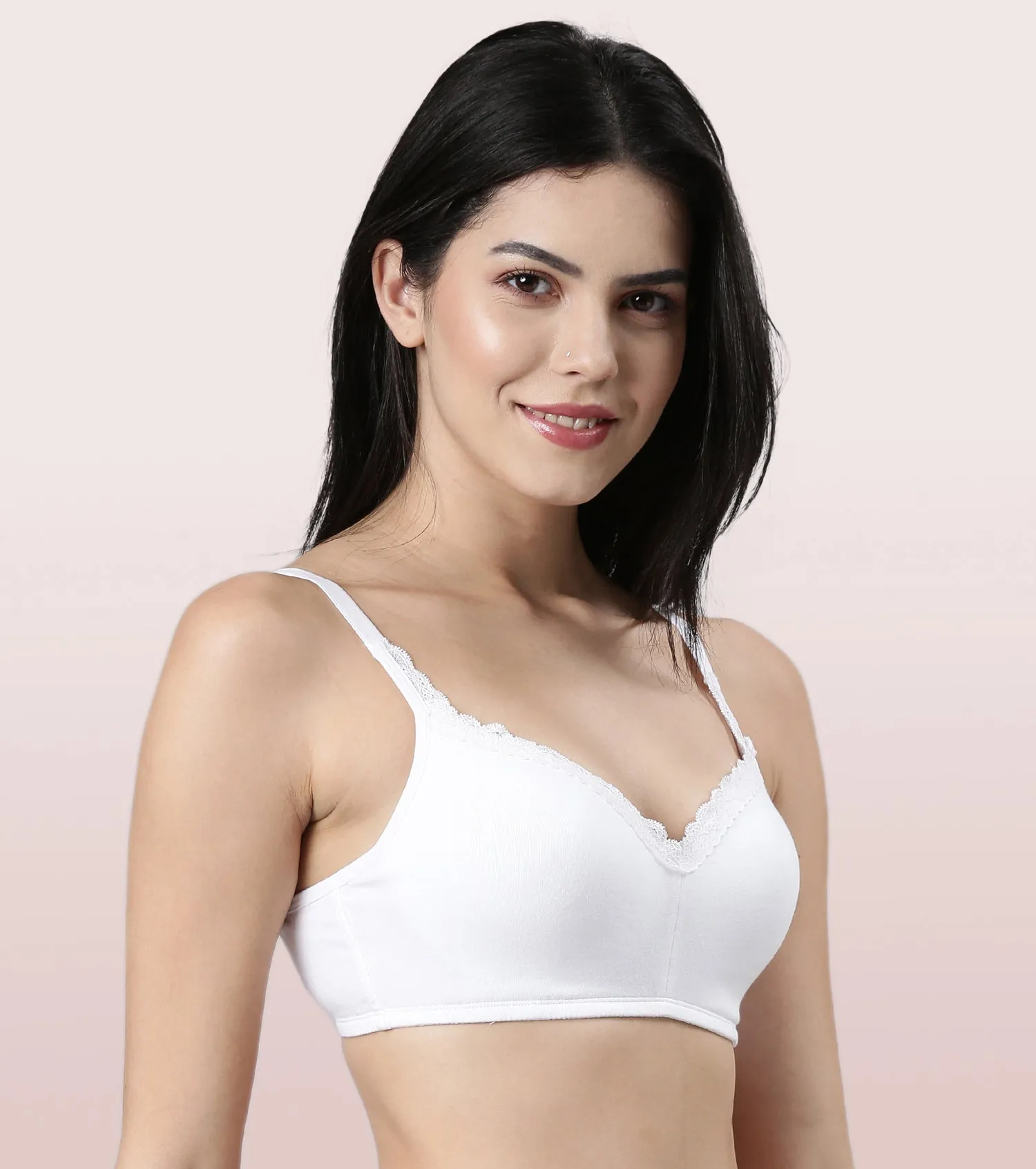 Enamor Smoothening Balconette Cotton T-shirt Bra for Women- High Coverage, Padded and Wirefree