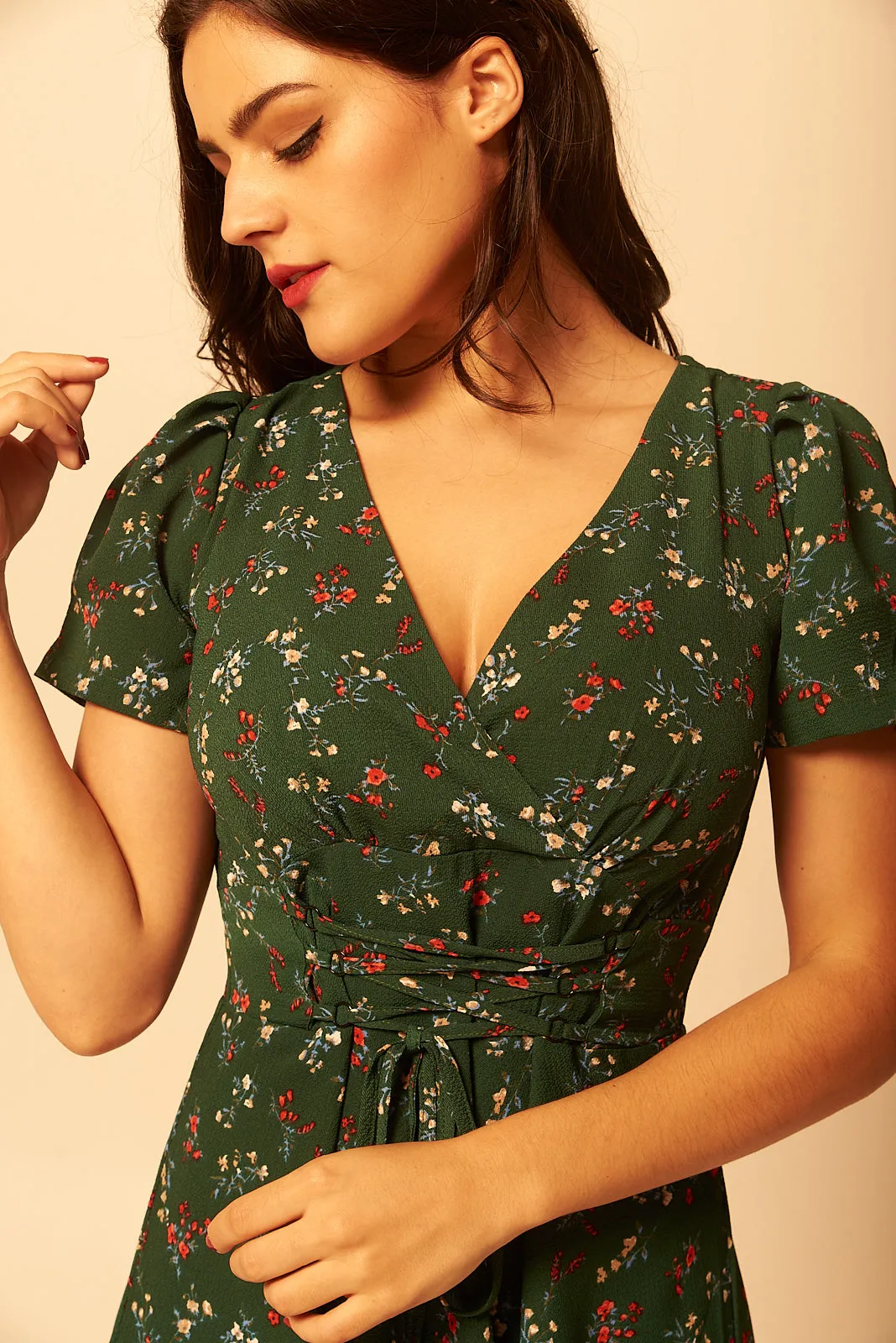 Fiorella Green Cherry Blossom Dress