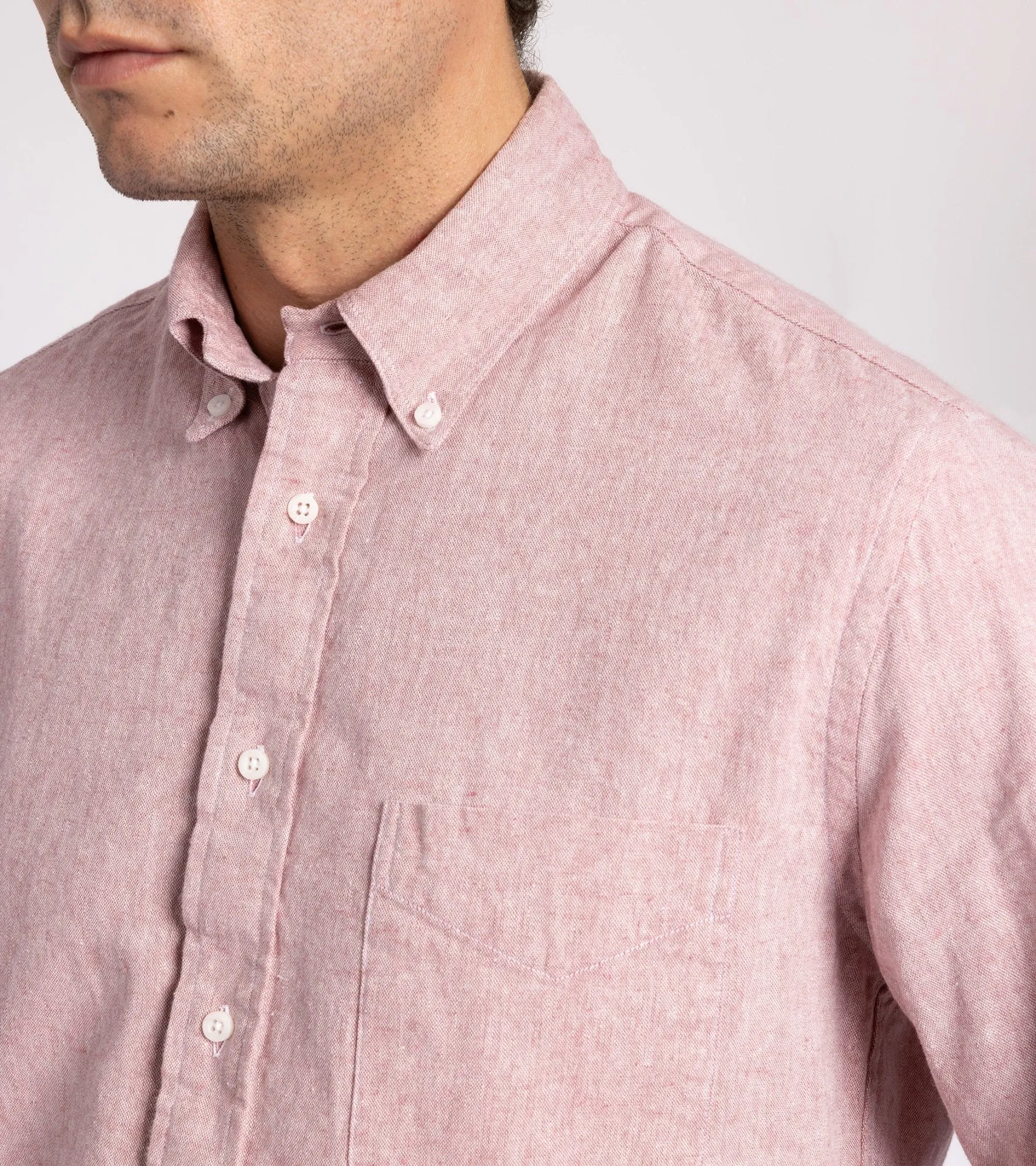 Gitman Vintage Cotton Linen Broadcloth Button Down Shirt: Berry