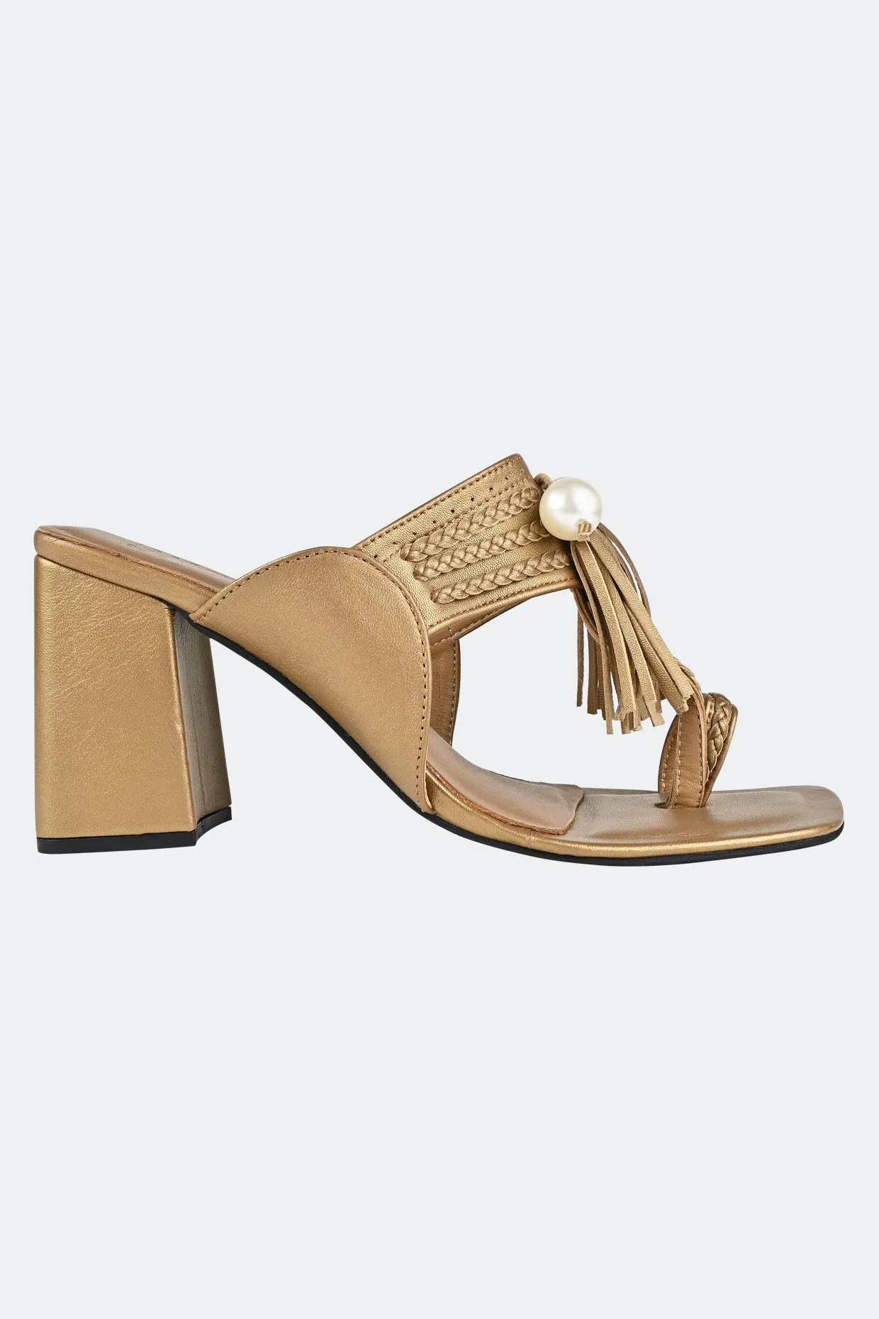 Gold Kolhapuri Heel For Women