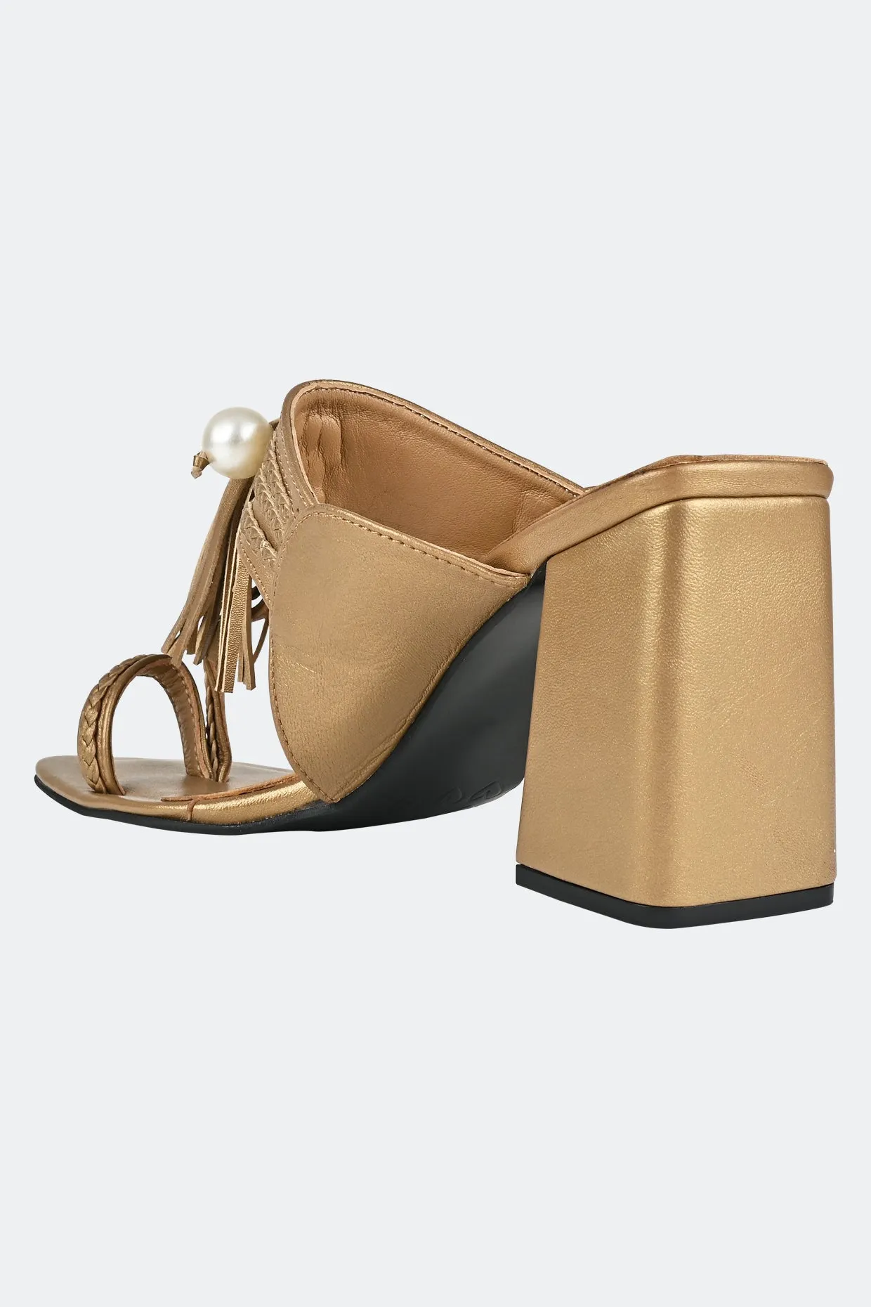 Gold Kolhapuri Heel For Women