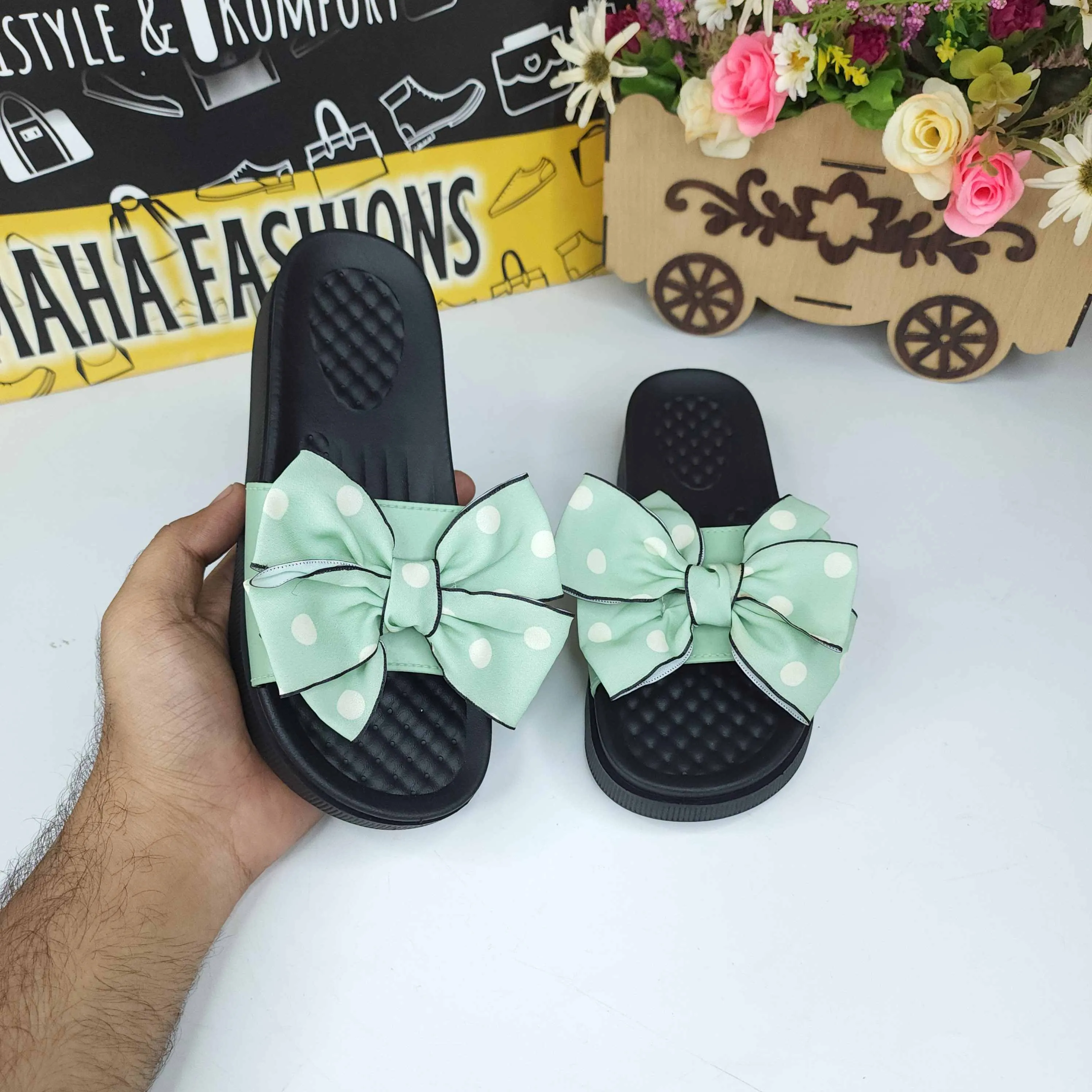 Green Polka Dots Slippers