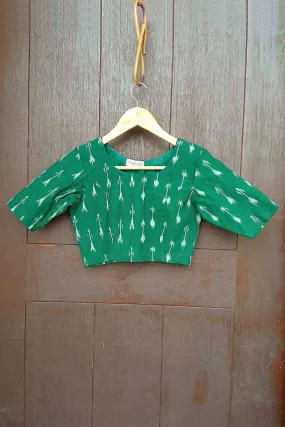 Green Wonder Cotton Ikkat Blouse