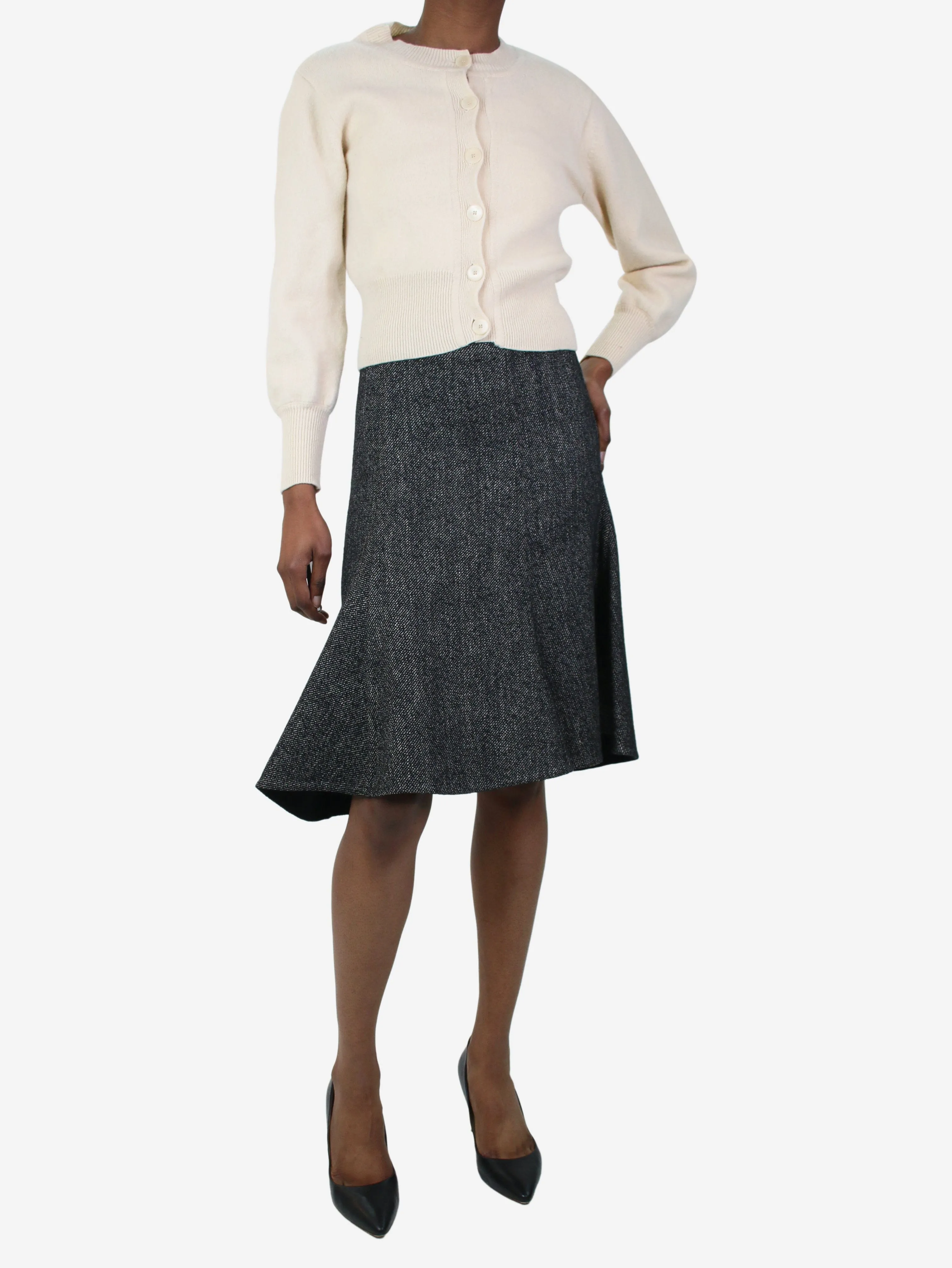 Grey A-line wool skirt - size FR 34