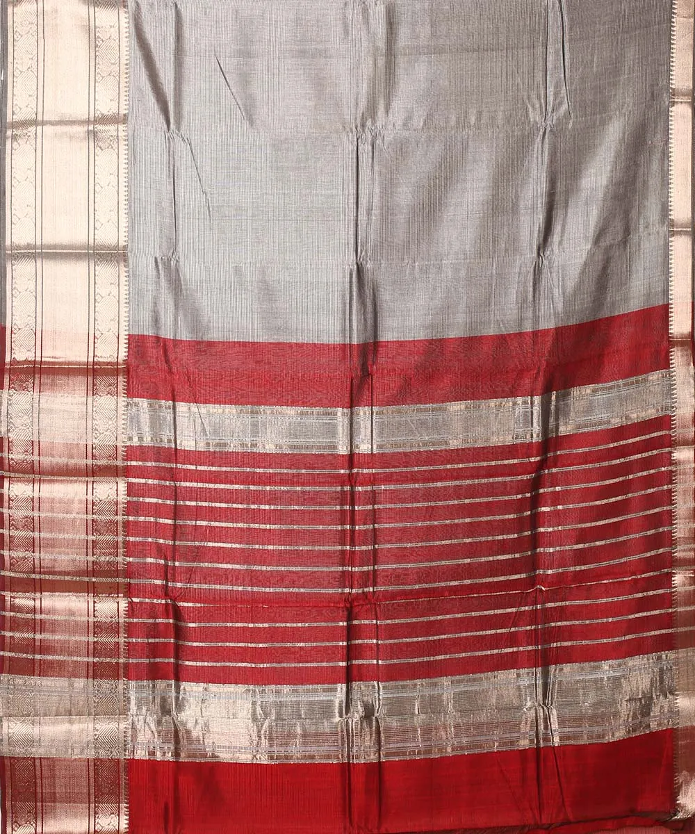 Grey yash handwoven mangalagiri cotton silk saree