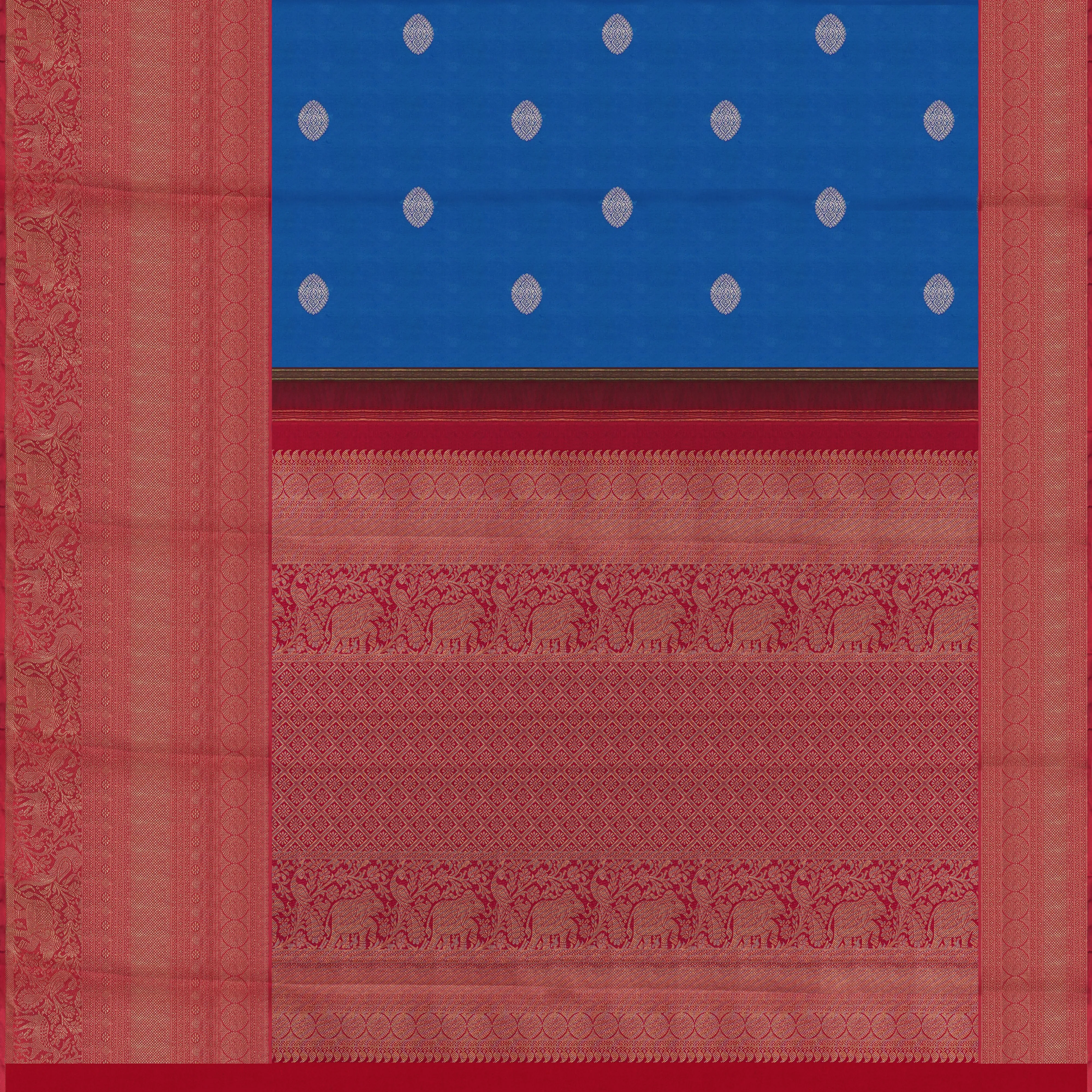 Handwoven Blue with Pink Kanjivaram Silk Saree - 1873T008780DSC