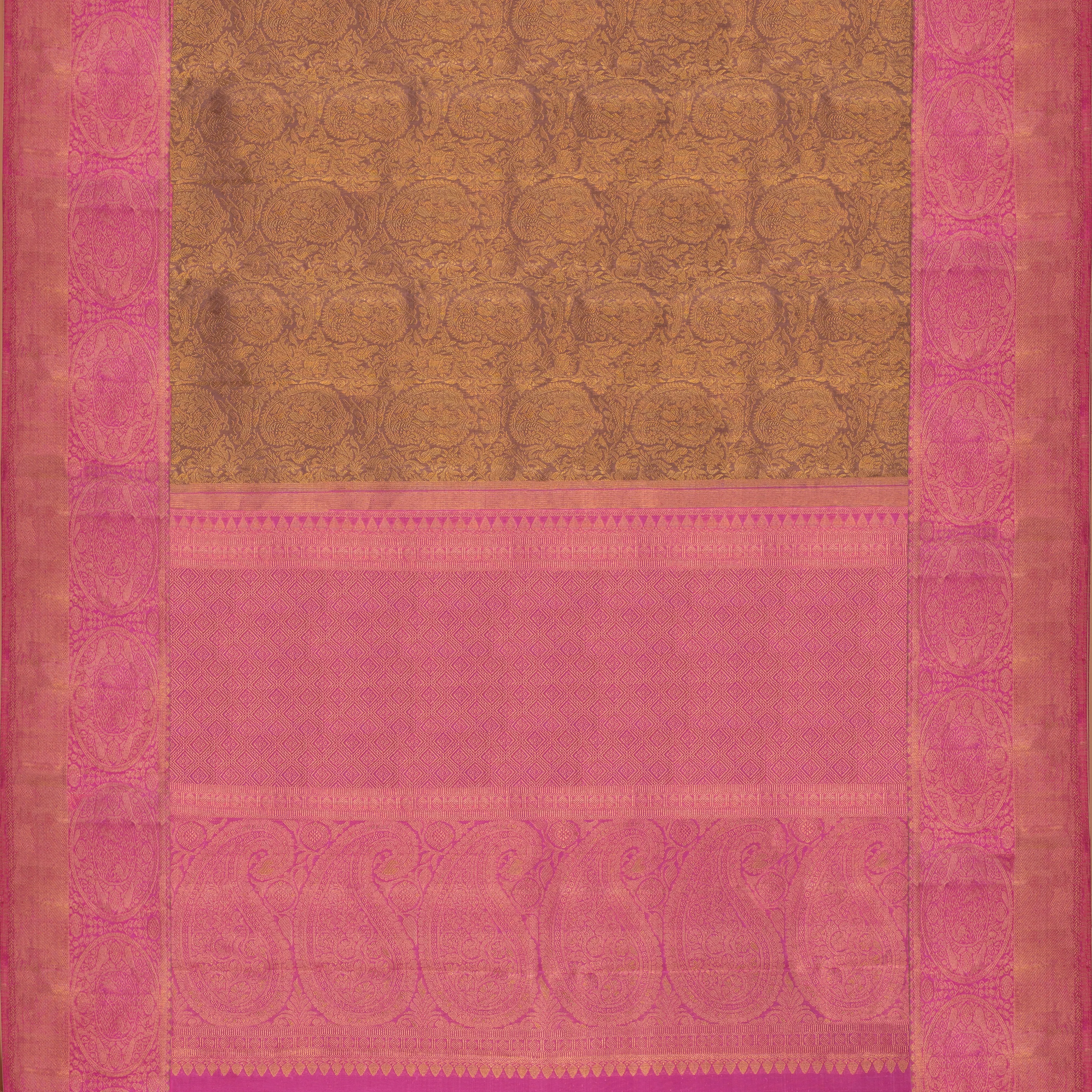 Handwoven Mauve with Pink Kanjivaram Silk Saree - 9T001367DSC