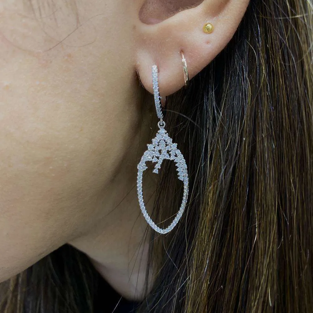 Hanging Teardrop Styled Earrings With CZ Stones