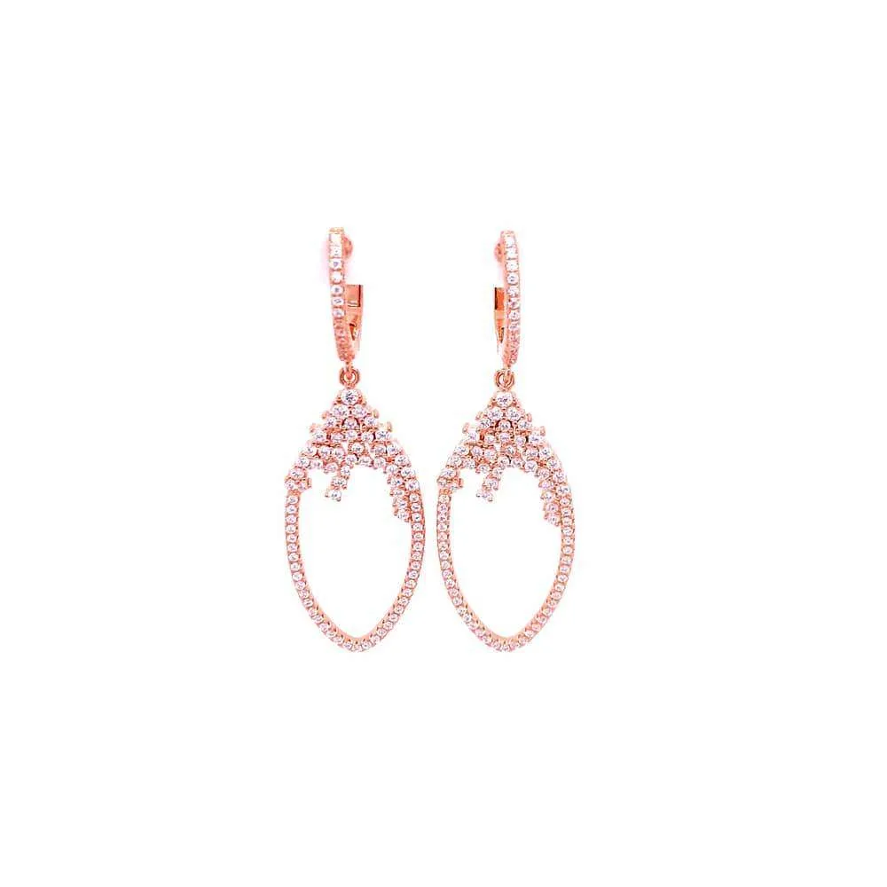 Hanging Teardrop Styled Earrings With CZ Stones