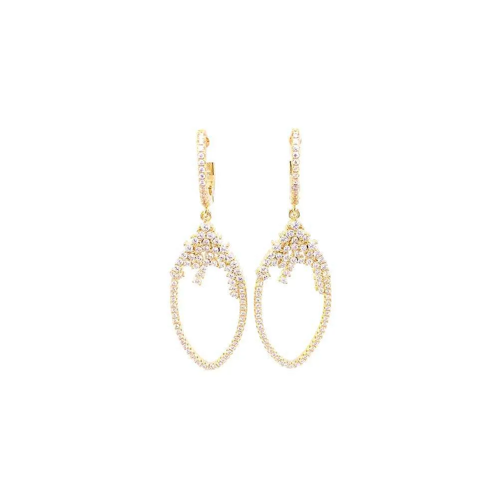 Hanging Teardrop Styled Earrings With CZ Stones