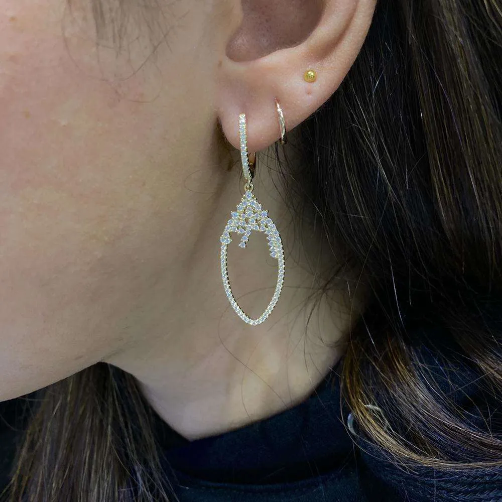 Hanging Teardrop Styled Earrings With CZ Stones